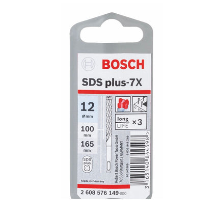 Bosch Punta per foratura 7X SDS-plus 12x100x165mm Carburo ( 2608576149 ) - certificato PGM