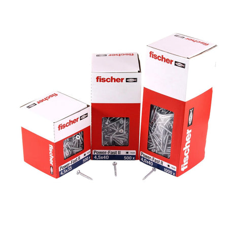 Fischer Power-Fast II FPF II tornillos para aglomerado 4,0x35 mm 200 piezas (670156) cabeza avellanada con rosca completa Torx, galvanizado, pasivado azul