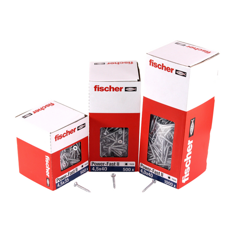 Fischer Power-Fast II FPF II tornillos para aglomerado 4,5x25 mm 200 piezas (670254) cabeza avellanada con rosca completa Torx, galvanizado, pasivado azul