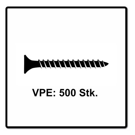 Fischer Power-Fast II FPF II Spanplattenschraube 5,0x50 mm 500 Stück ( 670359 ) Senkkopf mit Torx Vollgewinde galvanisch verzinkt, blau passiviert