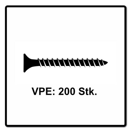 Fischer Power-Fast II FPF II Spanplattenschraube 6,0x40 mm 200 Stück ( 670450 ) Senkkopf mit Torx Vollgewinde galvanisch verzinkt, blau passiviert