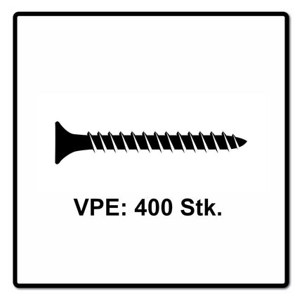 Fischer Power-Fast II FPF II Spanplattenschraube 6,0x50 mm 400 Stück ( 670454 ) Senkkopf mit Torx Vollgewinde galvanisch verzinkt, blau passiviert