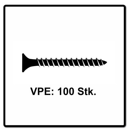 Fischer Power-Fast II FPF II Spanplattenschraube 6,0x60 mm 100 Stück ( 670455 ) Senkkopf mit Torx Vollgewinde galvanisch verzinkt, blau passiviert