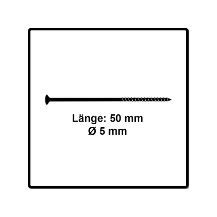 Fischer Power-Fast II FPF II Chipboard screw 5.0x50mm 200 pcs. Countersunk head with Torx drive, partial thread, galvanised, blue passivated (670376)
