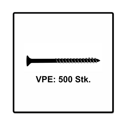 Fischer Power-Fast II FPF II Spanplattenschraube 5,0x50 mm 500 Stück ( 670377 ) Senkkopf mit Torx Teilgewinde galvanisch verzinkt, blau passiviert