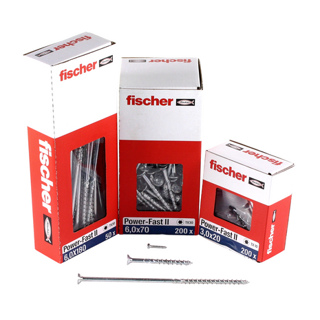 Fischer Power-Fast II FPF II Chipboard Screw 6.0x140mm, Countersunk head, Inner Star Torx, Partial Thread, Zinc plated, Blue passivated -100pcs. (670462)