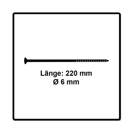 Fischer Power-Fast II FPF II tornillo para aglomerado 6,0x220 mm 50 piezas (670467) cabeza avellanada con rosca parcial Torx, galvanizado, pasivado azul