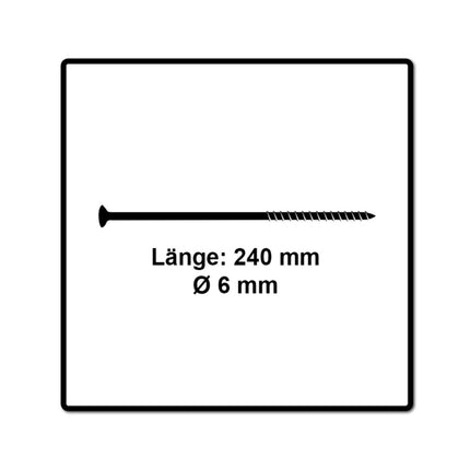 Fischer Power-Fast II FPF II tornillo para aglomerado 6,0x240 mm 50 piezas (670469) cabeza avellanada con rosca parcial Torx, galvanizado, pasivado azul
