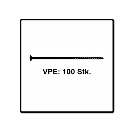 Fischer Power-Fast II FPF II Spanplattenschraube 6,0x60 mm 100 Stück ( 670481 ) Senkkopf mit Torx Teilgewinde galvanisch verzinkt, blau passiviert