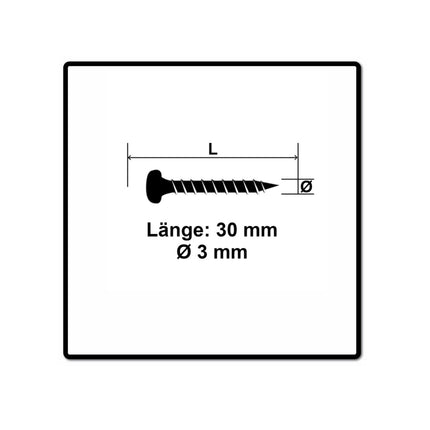 Fischer Power-Fast II FPF II Spanplattenschraube 3,0x30 mm 200 Stück ( 670060 ) Pan Head mit Torx Vollgewinde galvanisch verzinkt, blau passiviert
