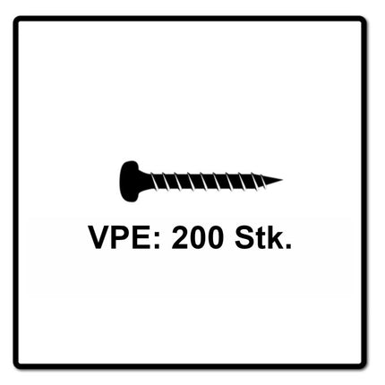 Fischer Power-Fast II FPF II tornillo para aglomerado 3,5x16 mm 200 piezas (670099) Cabeza plana con rosca completa Torx galvanizado, pasivado azul