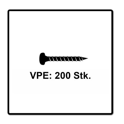 Fischer Power-Fast II FPF II Spanplattenschraube 4,0x30 mm 200 Stück ( 670237 ) Pan Head mit Torx Vollgewinde galvanisch verzinkt, blau passiviert