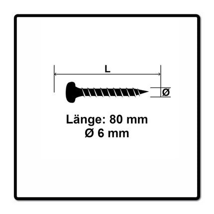 Fischer Vis pour panneaux de particules Power-Fast II FPF II 6.0x80 mm - 50 pièces (670534) Tête cylindrique + Filetage partiel Torx, zinguée, passivée bleue
