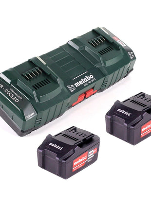 Metabo Basis Set 2x Li-Power Akkupack 18 V 4,0 Ah CAS Li-Ion Akku ( 2x 625591000 ) + Doppelladegerät ASC 145 DUO ( 627495000 )