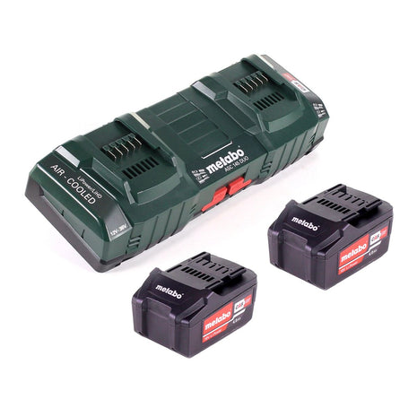 Set base Metabo 2x batteria Li-Power 18 V 4,0 Ah CAS agli ioni di litio ( 2x 625591000 ) + caricatore doppio ASC 145 DUO ( 627495000 )