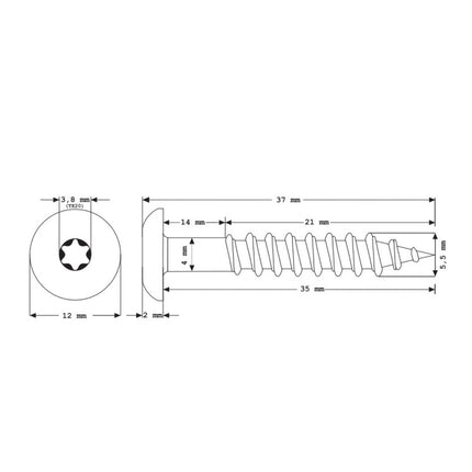 Meisterling Fassadenschrauben 5,5x35 mm 100 Stück ( 010030000151 ) 12 mm Flachkopf schwarz mit Torx Teilgewinde V4A Edelstahl