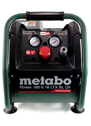 Metabo Power 160-5 18 LTX BL OF compresseur sans fil 18 V 8,0 bar sans brosse + 1x accu LiHD 5,5 Ah + chargeur