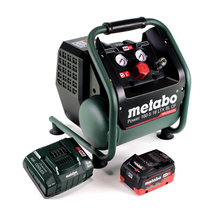 Metabo Power 160-5 18 LTX BL OF Compresor sin cable 18 V 8,0 bar sin escobillas + 1x batería LiHD 8,0 Ah + cargador