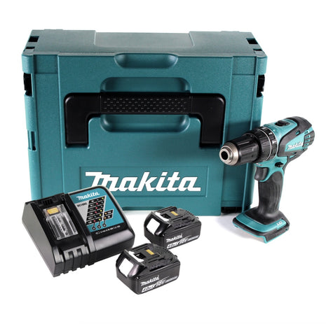 Taladro percutor inalámbrico Makita DHP 456 RMJ 18 V 50 Nm + Makpac + 2x batería 4,0Ah + cargador