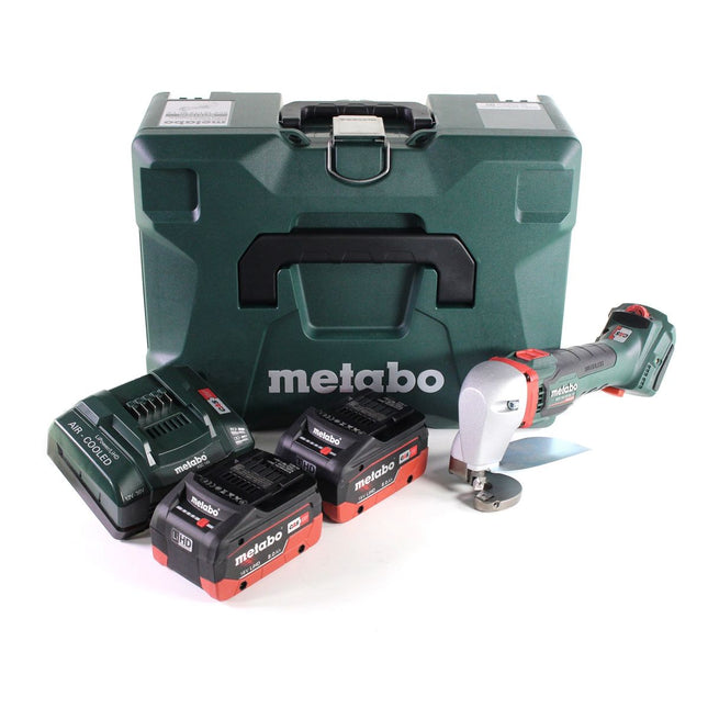 Metabo SCV 18 LTX BL 1.6 Cordless Metal Shears 18V Brushless + 2x LiHD Batteries 8.0 Ah + Charger + MetaLoc Case