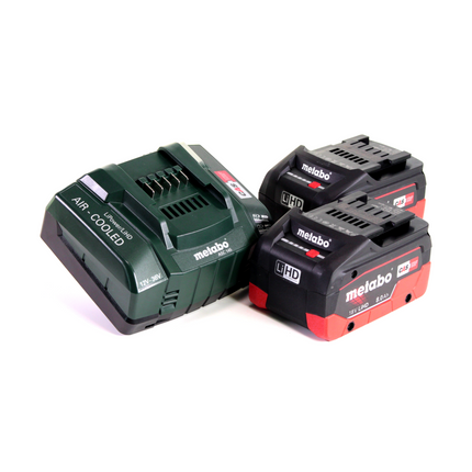 Metabo GA 18 LTX amoladora recta a batería 18 V + 2x baterías LiHD 8,0 Ah + cargador + MetaLoc