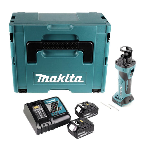 Makita DCO 180 RGJ cordless rotary cutter 18 V 30,000 rpm + 2x rechargeable battery 6.0 Ah + charger + Makpac