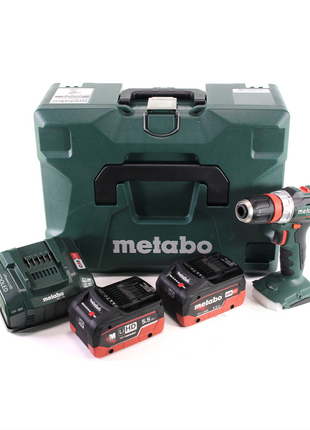 Taladro atornillador a batería Metabo BS 18 L BL Q 18 V 60 Nm sin escobillas + MetaLoc + 2 baterías LiHD de 5,5 Ah + cargador