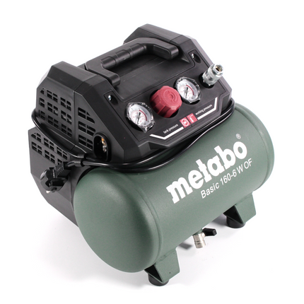 Metabo Basic 160-6 W OF compressor 900 W 8 bar + Prebena spiral hose + blow gun + tyre inflator
