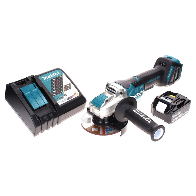 Makita DGA 519 RM1 cordless angle grinder 18 V 125 mm Brushless X-Lock + 1x rechargeable battery 4.0 Ah + charger