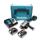 Makita DGA 519 RTJ cordless angle grinder 18 V 125 mm Brushless X-Lock + 2x rechargeable battery 5.0 Ah + charger + Makpac