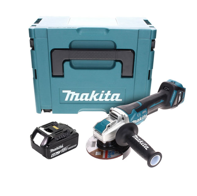 Makita DGA 519 G1J Cordless angle grinder 18 V 125 mm Brushless X-Lock + 1x rechargeable battery 6.0 Ah + Makpac - without charger