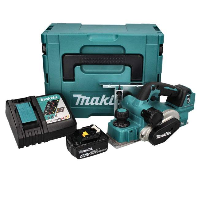 Makita DKP 181 RM1J Cepillo sin cable 82 mm 18 V sin escobillas + 1x batería recargable 4,0 Ah + cargador + Makpac