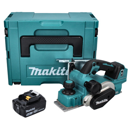 Makita DKP 181 T1J cepillo sin cable 82 mm 18 V sin escobillas + 1x batería recargable 5,0 Ah + Makpac - sin cargador