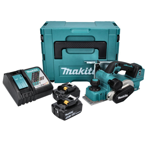 Makita DKP181RTJ Cordless Planer 82mm 18V Brushless + 2x Batteries 5.0 Ah + Charger + Makpac Case