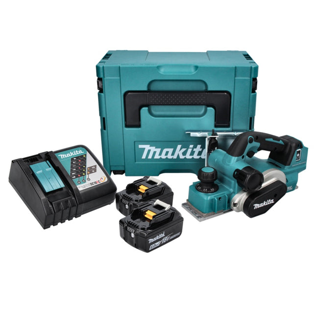 Makita DKP 181 RGJ cepillo sin cable 82 mm 18 V sin escobillas + 2x batería recargable 6,0 Ah + cargador + Makpac
