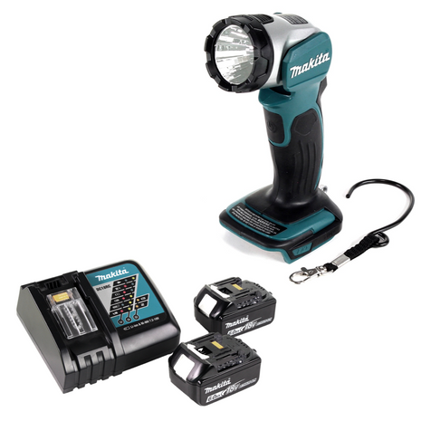 Makita DML 802 RG Lampa akumulatorowa do akumulatorów 14,4 i 18 V + 2x akumulator 6,0 Ah + ładowarka