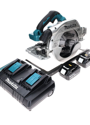 Sierra circular manual a batería Makita DHS 900 PT2 36 V (2x 18 V) 235 mm sin escobillas + 2x batería 5,0 Ah + cargador doble