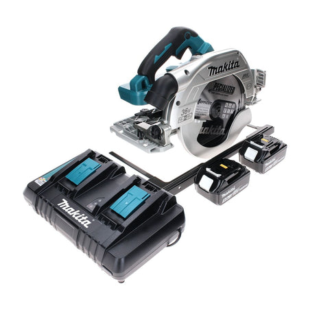 Sierra circular manual a batería Makita DHS 900 PT2 36 V (2x 18 V) 235 mm sin escobillas + 2x batería 5,0 Ah + cargador doble