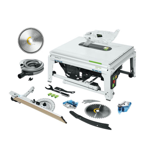 Festool TKS 80 EBS Scie circulaire sur table, 254 mm, 2200 watts + Lame de scie circulaire WOOD FINE CUT W60 + Cartouche KT-TKS 80 (575851) (575976) (575781)