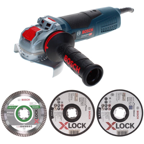 Bosch GWX 17-125 S Professional Winkelschleifer 1700 W 125 mm X-Lock + 25x Trennscheiben Expert + 10x Trennscheiben Standard + Diamant Trennscheiben Ceramic