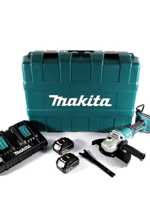 Makita DGA 900 PMK Meuleuse d'angle sur batterie 36 V (2x 18 V) 230 mm sans balais + 2x batterie 4,0 Ah + double chargeur + mallette