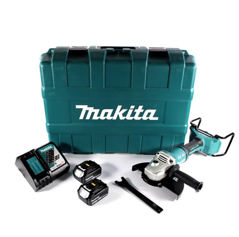 Makita DGA 900 RTK Meuleuse d'angle sur batterie 36 V (2x 18 V) 230 mm sans balais + 2x batterie 5,0 Ah + chargeur + coffret