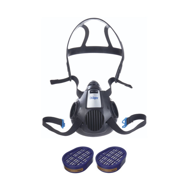 Dräger X-plore 3500 S Atemschutz Maske Halbmaske für Bajonettfilter Größe S + 2x X-plore A2 Gasfilter ( 6738873 )