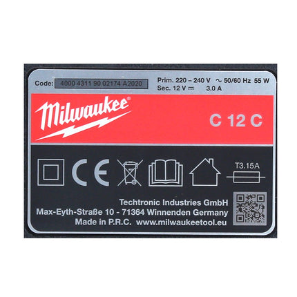 Kit de inicio de batería Milwaukee de 12 V con 4 baterías de 1,5 Ah + cargador M12 C12C