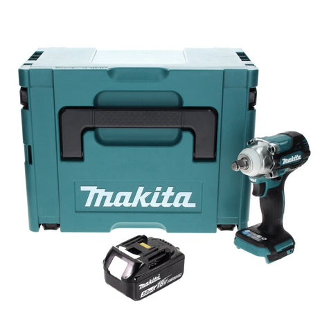 Makita DTW 300 F1J cordless impact wrench 18 V 330 Nm 1/2" brushless + 1x rechargeable battery 3.0 Ah + Makpac - without charger