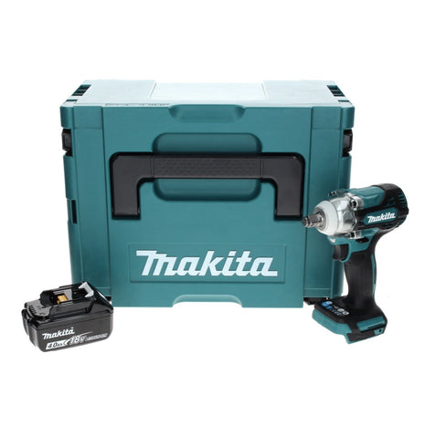 Makita DTW 300 M1J cordless impact wrench 18 V 330 Nm 1/2" brushless + 1x rechargeable battery 4.0 Ah + Makpac - without charger