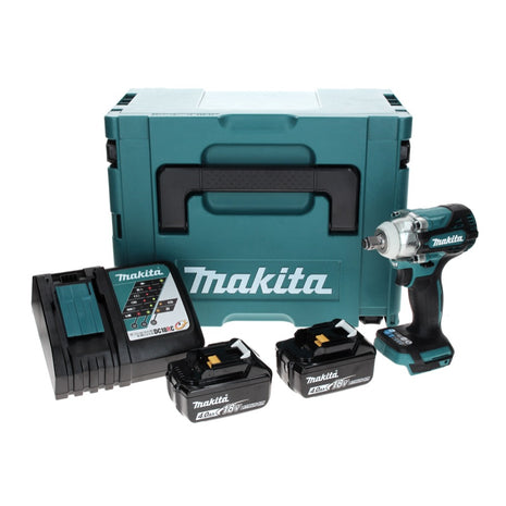 Makita DTW 300 RMJ cordless impact wrench 18 V 330 Nm 1/2" brushless + 2x rechargeable battery 4.0 Ah + charger + Makpac