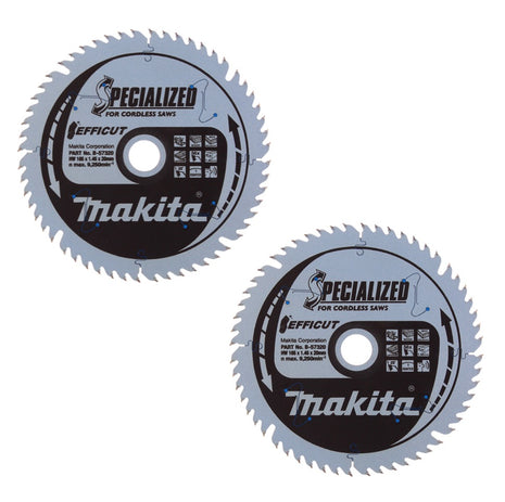 Makita CCXF16556EL Hoja de sierra SPECIALIZED EFFICUT 165 x 20 x 1,45 mm 2 piezas (2x B-57320) 56 dientes para madera, laminado y plástico