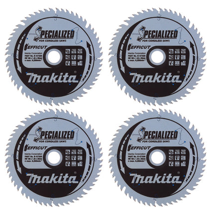 Makita CCXF16556EL Hoja de sierra SPECIALIZED EFFICUT 165 x 20 x 1,45 mm 4 piezas (4x B-57320) 56 dientes para madera, laminado y plástico
