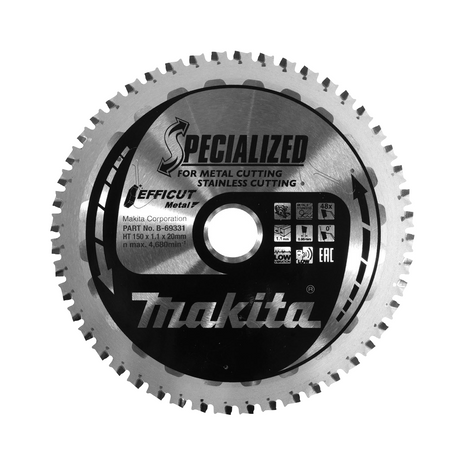 Makita MCCS15048E Sega circolare SPECIALIZED EFFICUT 150 x 20 x 1,1 mm ( B-69331 ) - 48 denti, per metallo